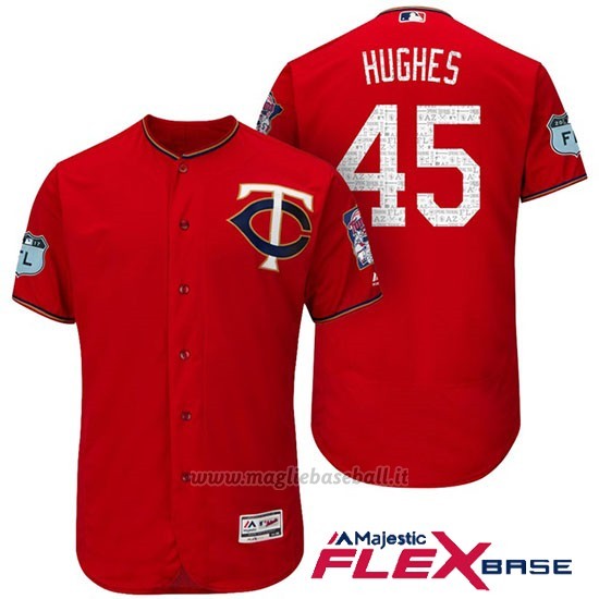 Maglia Baseball Uomo Minnesota Twins Phil Hughes Scarlet 2017 Allenamento Primaverile Flex Base Giocatore